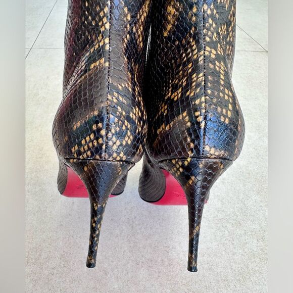 CHRISTIAN LOUBOUTIN So Kate Leather Snake Embossed Dark Brown Boots 85 EU 38 US8 - Picture 9 of 15